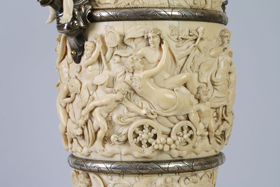 Carved Ivory Ewer and Charger